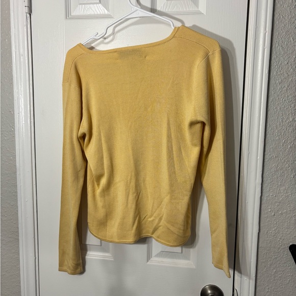 100% Silk Joseph A. Buttercup Yellow Silk Button-Front Cardigan - Picture 8 of 8